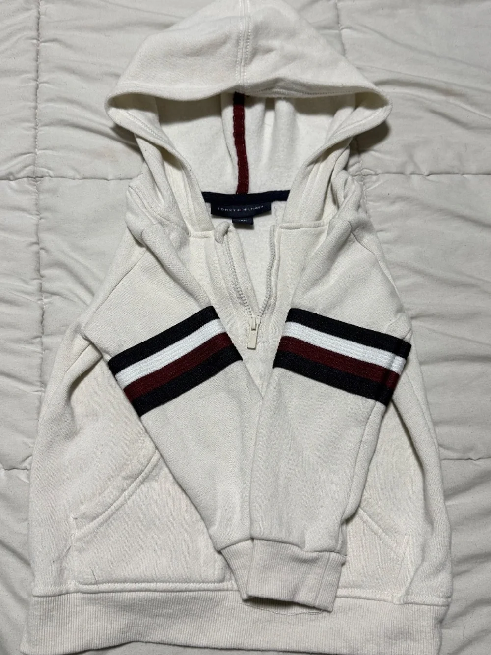 Tommy Hilfiger Kids 18M White Blue Long Sleeve Half Zip Pullover Sweater Logo
